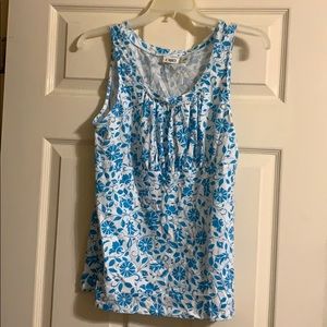 Blue and white sleeveless shirt